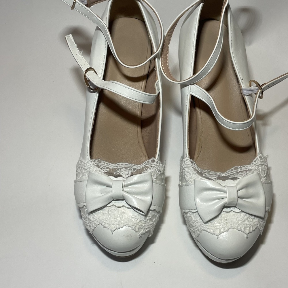 Women Sweet High Heel Pump Shoes Lady Bow Loo Top Collge Style High Heel SZ 7.5